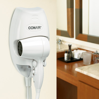 Conair 134W 1600 Watt Wall Mount Hair Dryer with LED Night Light, White