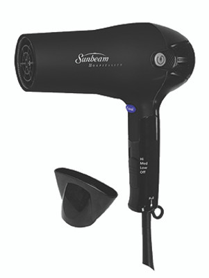 Sunbeam HD3010-005 Retractable Folding Hair Dryer with Concentrator, 1875 Watts, Black