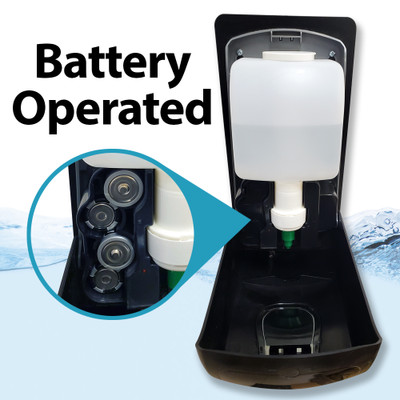 Automatic Soap and Hand Sanitizer Dispenser, Foam Pump, Locking with Key, Touchless, Refillable Bottle, Black