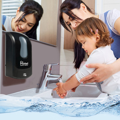 Automatic Soap and Hand Sanitizer Dispenser, Foam Pump, Locking with Key, Touchless, Refillable Bottle, Black