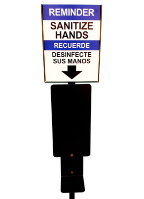 Hand Sanitizer Stand with Sign Holder and Sign, Black, Universal