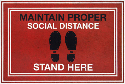 Social Distancing Floor Sign Mat 24' x 36" Red, Black