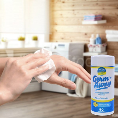 Germ-Away Sanitizing Hand Wipes Lemon Scent Canister, 80 wipes - Case of 12