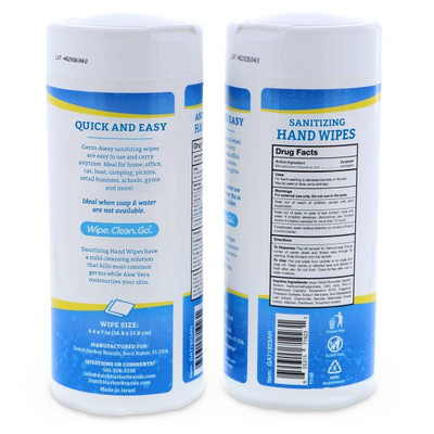 Germ-Away Sanitizing Hand Wipes Lemon Scent Canister, 80 wipes - Case of 12