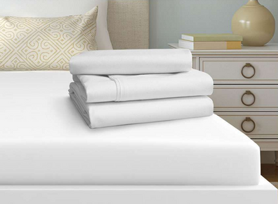 Oxford Satin T250 King XL Flat Sheet, 114x120, 60/40 Blend, 1 Dozen, White