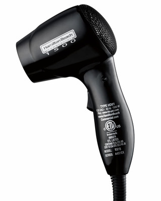 Hamilton Beach 8301B Wall Mount Hair Dryer with Night Light, 1500 Watt, Black