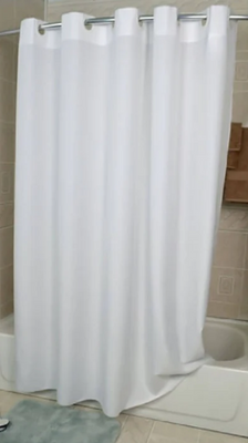 Oxford Shower Curtain Hookless 71x74 100% Polyester, White, Case of 12