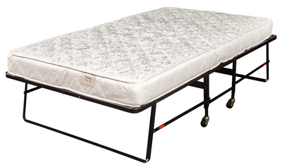 Hollywood Bed Steel Rollaway Bed, Twin Poly Fiber Mattress 5" Wheels