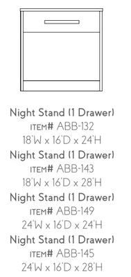 Abbot 1 Drawer Nighstand 24"W x 16"D x 24"H