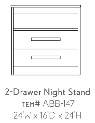 Abbot 2 Drawer Nighstand 24"W x 16"D x 24"H
