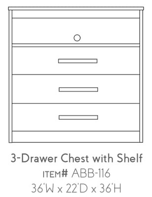 Abbot 3 Drawer Media Chest 36"W x 22"D x 36"H