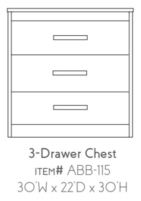 Abbot 3 Drawer Chest 30"W x 22"D x 30"H