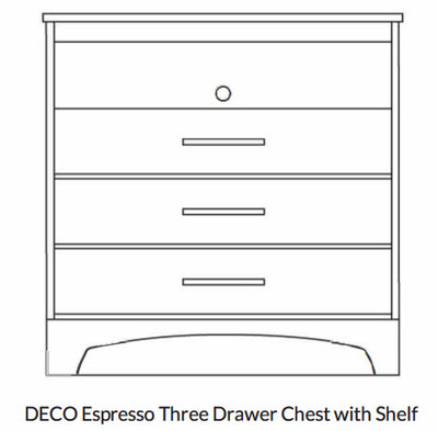 Deco 3 Drawer Media Chest 36"W x 22"D x 36"H