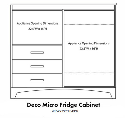 Deco 3 Drawer Micro Fridge Cabinet 54"W x 22"D x 43"H