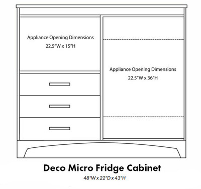 Deco 2 Drawer Micro Fridge Cabinet 54"W x 22"D x 43"H