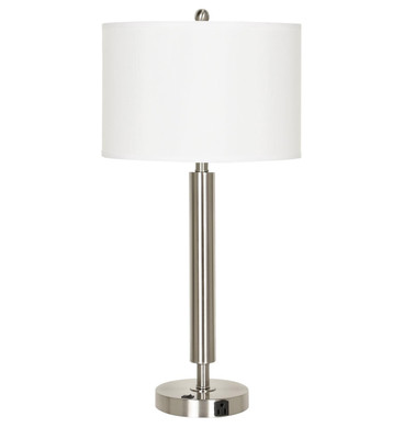 Metal Table Nightstand Lamp 30", Brushed Steel