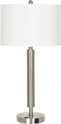 Metal Hotel Table Nightstand Lamp 30 Inch, Chrome