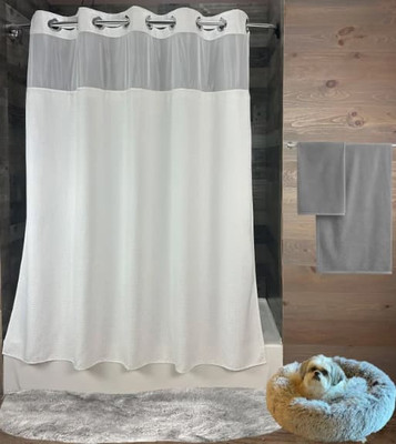 Hang2it Deluxe Waffle Polyester Shower Curtain 72x80 White