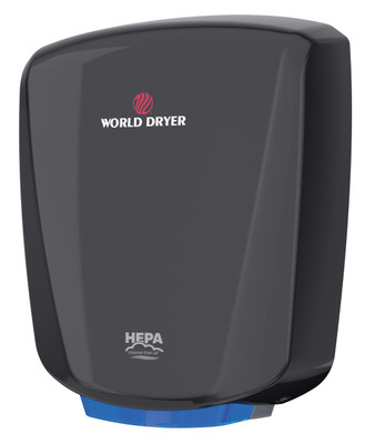 World Dryer VERDEdri™ Q-162A2 High Speed Hand Dryer Black Aluminum, Surface Mounted, 1120-277V Universal Voltage, ADA Compliant, HEPA Filter