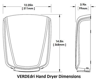 World Dryer VERDEdri™ Q-972A2 High Speed Hand Dryer Polished Stainless Steel, Surface Mounted, 120-277V Universal Voltage. ADA Compliant, HEPA Filter
