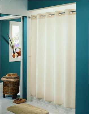 Hookless Plainweave Fabric Shower Curtain 71x77 Beige, Case of 12