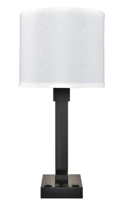 Strata Black Single Table Lamp with USB-A & USB-C
