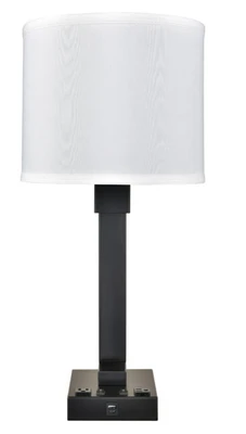 Strata Black Twin Table Lamp with USB-A & USB-C