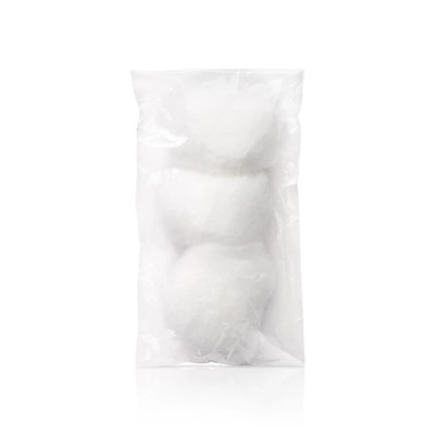 Essentials 3 Cotton Balls Clear Plastic Wrap Case of 1,000