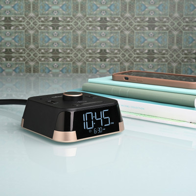 Brandstand CubieTime Hotel Charging Alarm Clock, Black – Case of 6