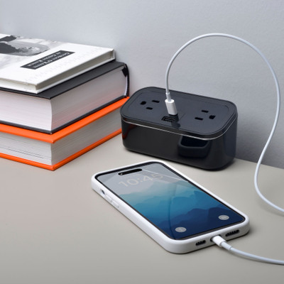 Brandstand CubieMini Tabletop Hotel Power Strip Charging Station, Black - Case of 6