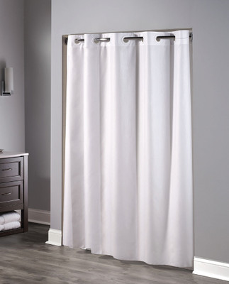 Hookless Embossed Moire Hotel Shower Curtain, White 71" x 74" - Case of 12