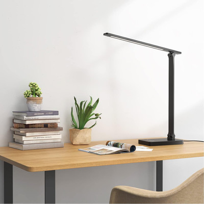 Lepro LED Desk Lamp with USB Charging Port Dimmable Black