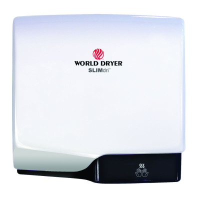 World Dryer L-974 SLIMdri Hand Dryer, Surface Mounted ADA Compliant, Universal Voltage, GreenSpec Listed, White Aluminum