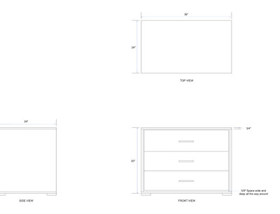 Barron 3 Drawer Chest 36"W x 24"D x 30"H