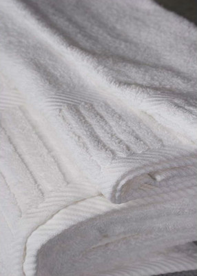 Oxford Signature Washcloth 13x13, 1.5 lb. 100% Cotton, Piano Design, Dobby Borders White, 1 dozen