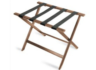 Economy Series Wood Luggage Rack, Walnut, Brown Straps