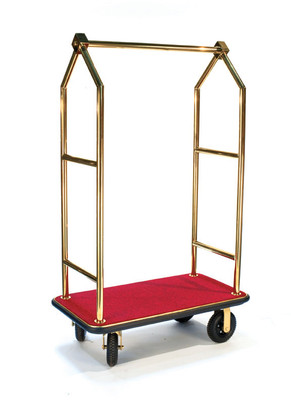 Deluxe Bellman Cart, Hotel Luggage Cart, Titanium Gold, Angled Top, 1-1/2" Tube