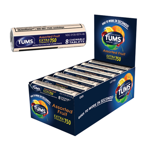 Tums Extra Strength 750 Chewable Tablets Roll - Assorted Fruit