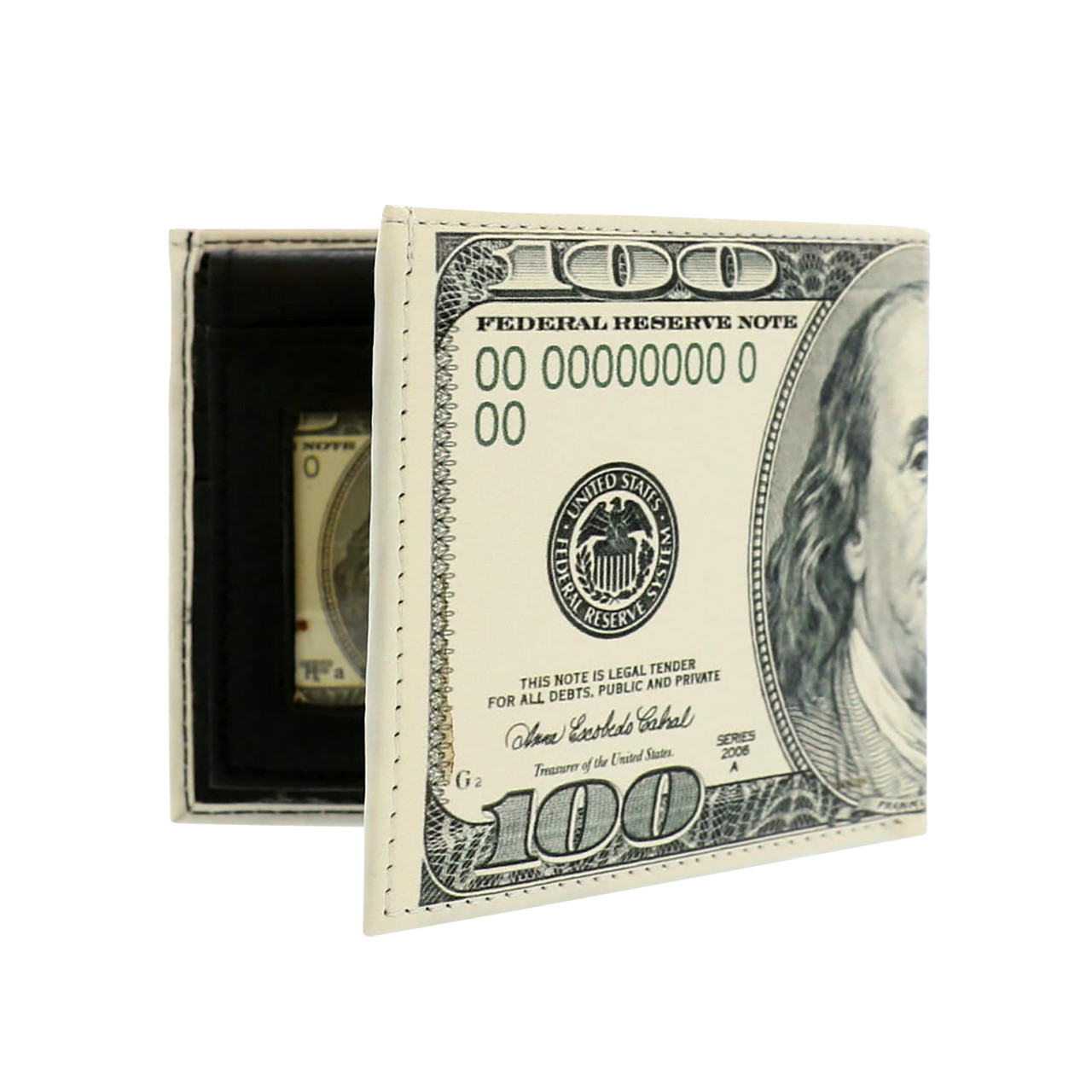 Men's Bifold Wallet - 100 Dollar Bill | Cloverkey Hospital Gift Shops