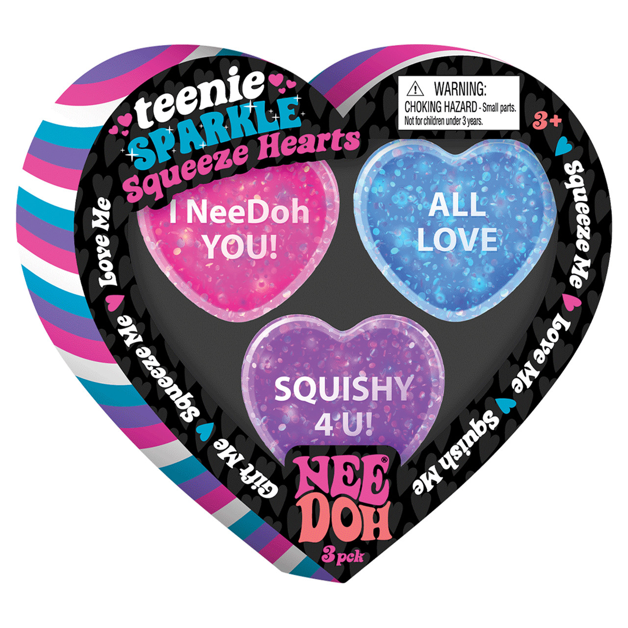 NeeDoh Teenie Sparkle Hearts 3-Piece | Cloverkey Hospital Gift Shops