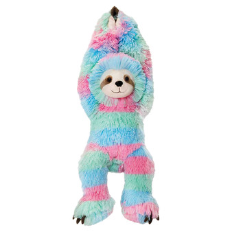 Hanging 18-Inch Plush Sloth in Pastel Rainbow Colors