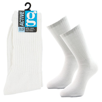 Gold Medal Men's White Crew Socks