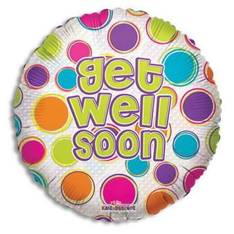 Get Well Soon Polka Dots Mylar Balloon