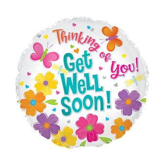 Get Well Soon Floral Mylar Balloon
