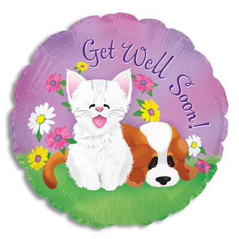 Get Well Soon Dog and Cat Mylar Balloon