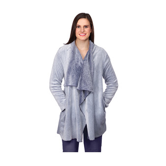 Drapey Open-Front Fleece Cardigan