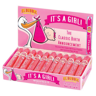 El Bubble Bubble Gum Birth Announcement Cigars - It's a Girl - 36 Pack