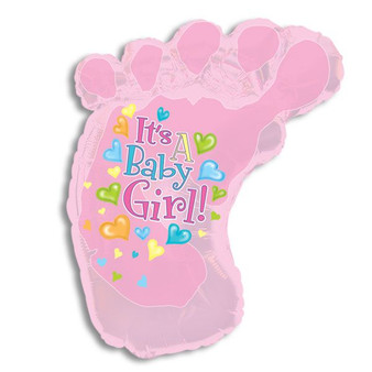 Jumbo Baby Footprint Mylar Balloon - It's a Girl