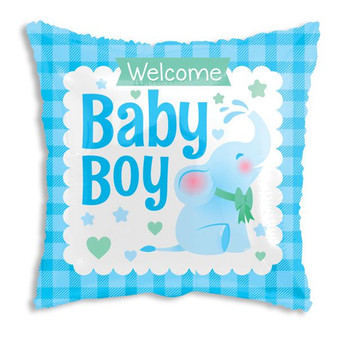 Welcome Baby Boy Square-Shaped Mylar Balloon