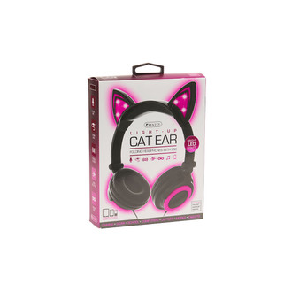 Cat Ear Light-Up Folding Headphones with Microphone
